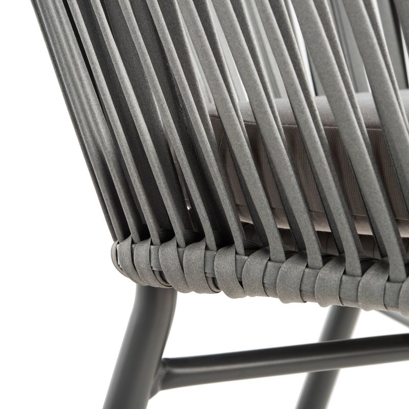 Stefano 2pk Stackable Rope Accent Chair - Gray/Gray Cushion - Safavieh