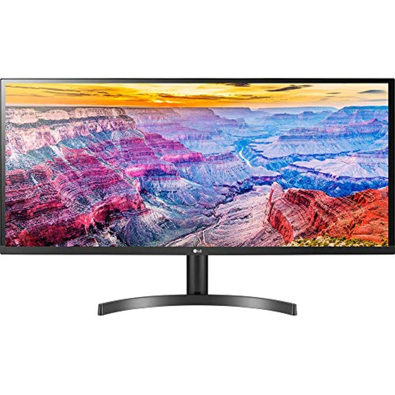 LG 34WL600-B 34 inch UltraWide IPS FreeSync LED Monitor 2560 x 1080 21:9 Bundle with Deco Gear 2.4GHz Wireless Backlit Keyboard, 2X 6FT Universal 4K HDMI 2.0 Cable and Cleaning Cloth (E2LG34WL600B)