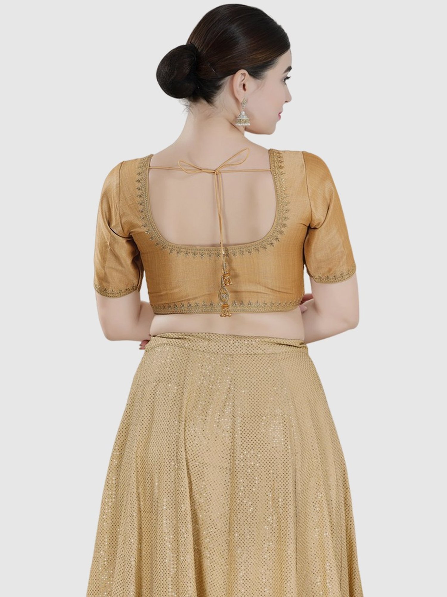 Salwar Studio Beige Embroidered Blouse