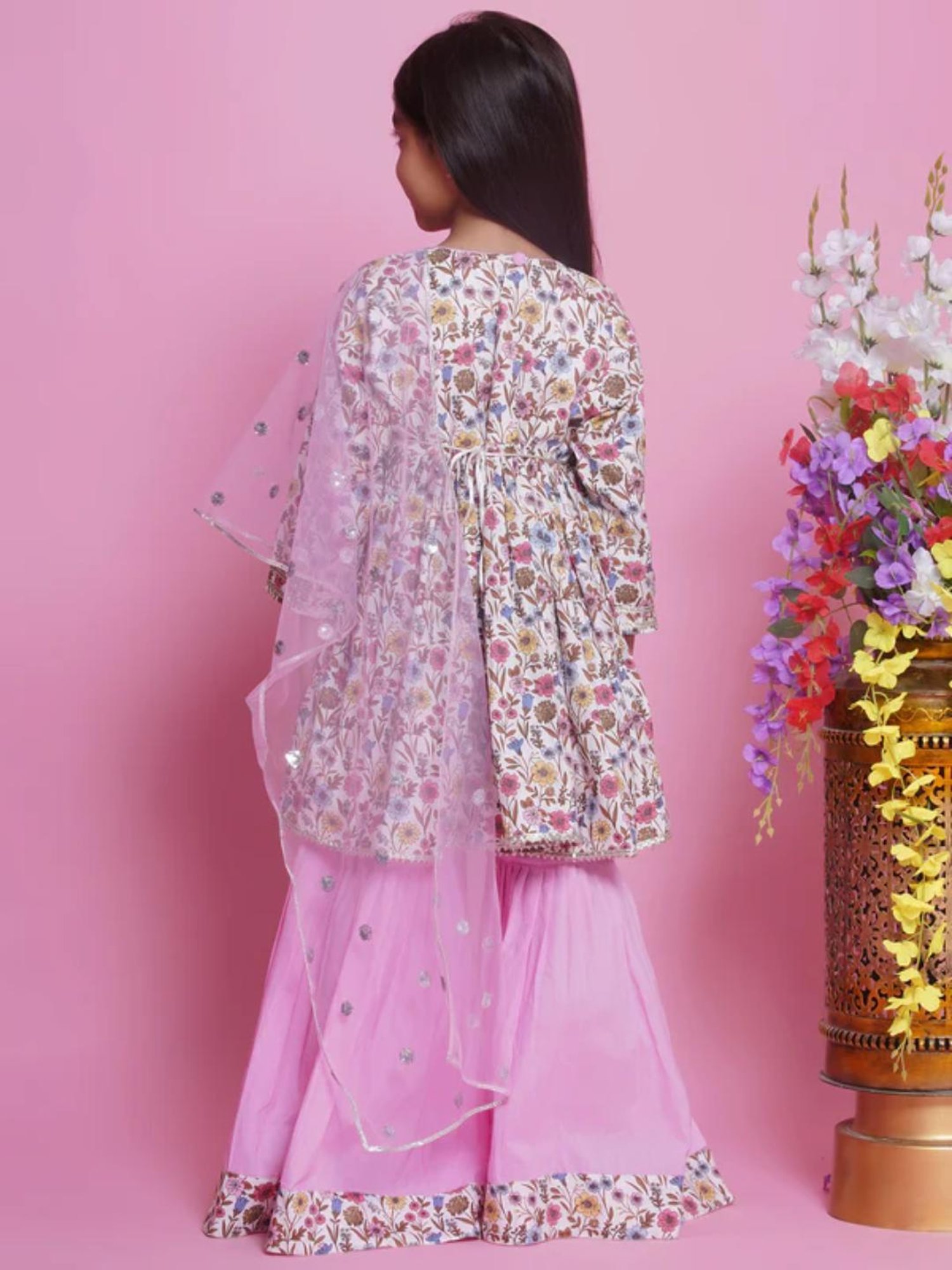 VASTRAMAY Kids Blue & White Cotton Over Dyed Kurta Set