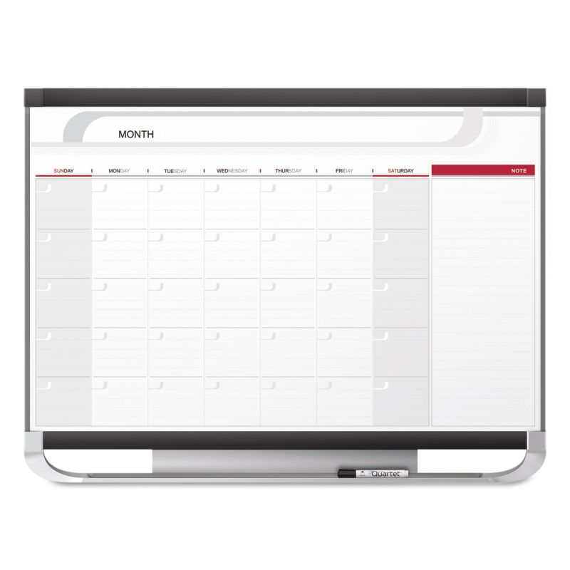 Quartet Prestige 2 Total Erase Monthly Calendar 36 x 24 Graphite Color Frame CP32P2