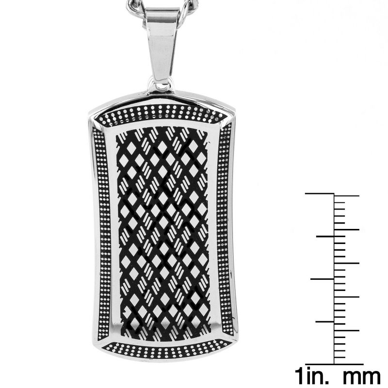 Crucible Men's High Polish Stainless Steel Antiqued Dog Tag Pendant