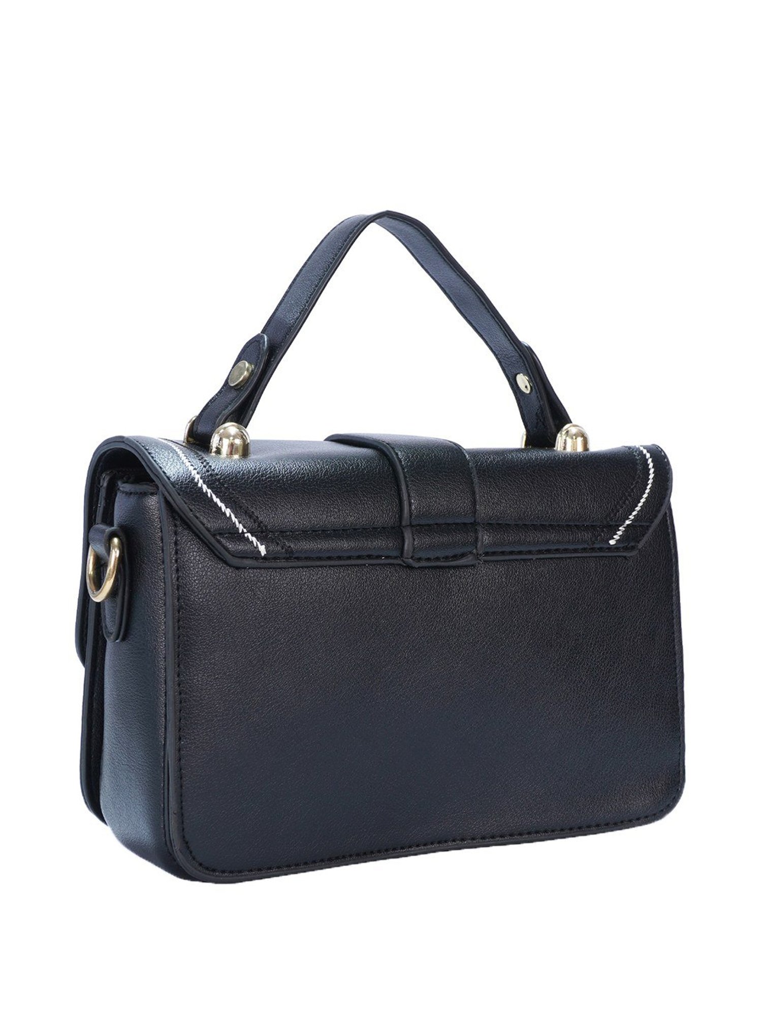Luvoksi Black Textured Medium Satchel Handbag