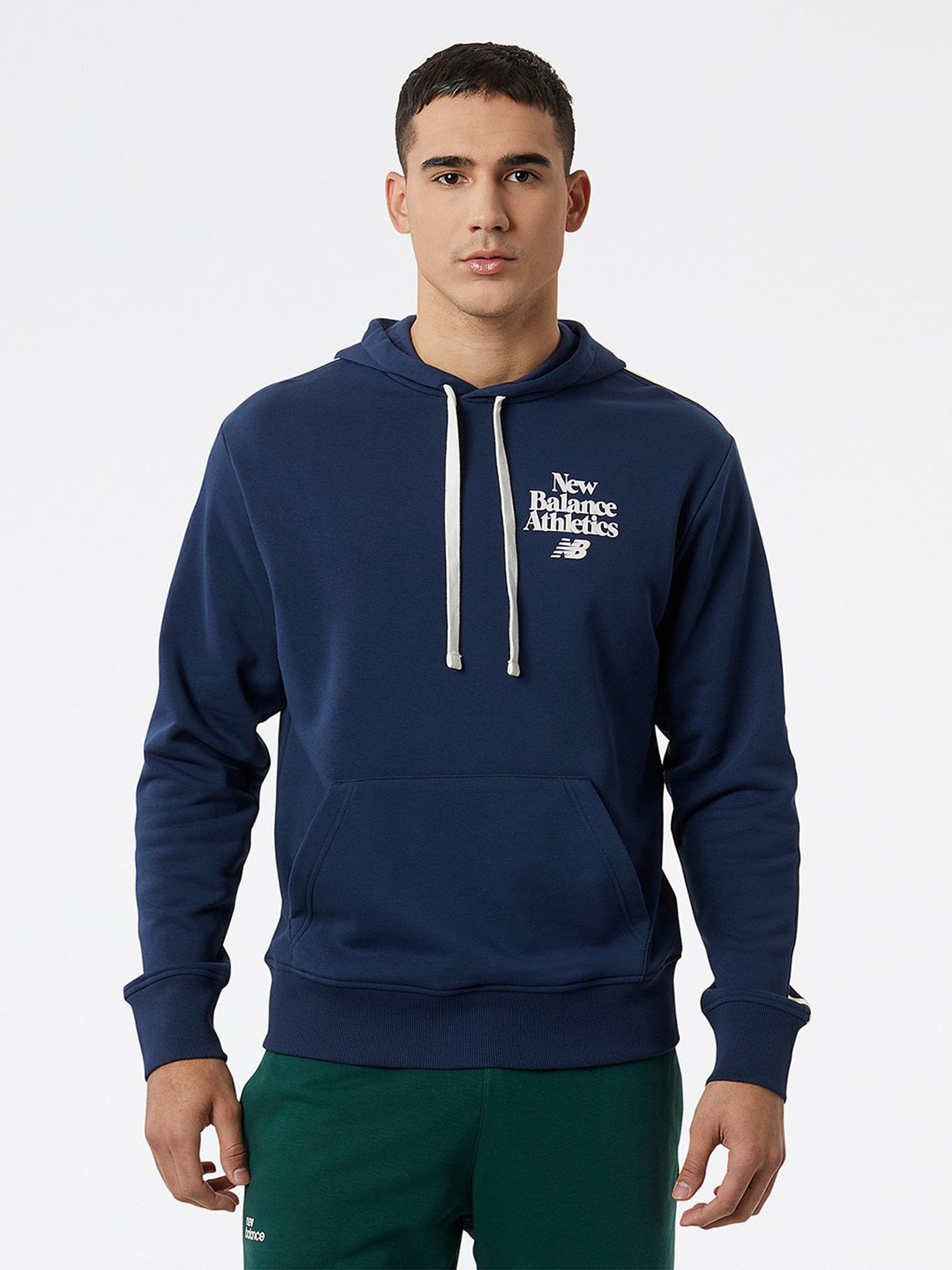 New Balance Natural Indigo Comfort Fit Striped Hooded Sweatshirt