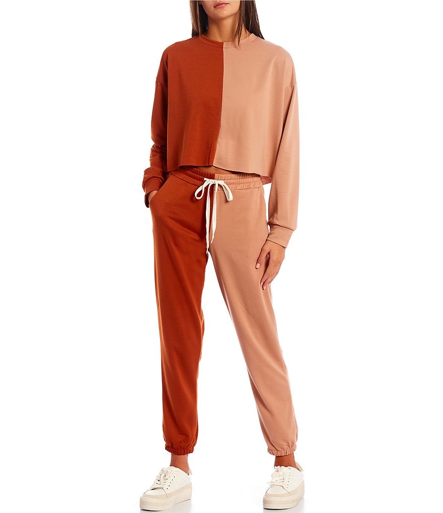 Honey & Sparkle Coordinating Colorblock Long Sleeve Cropped Pullover