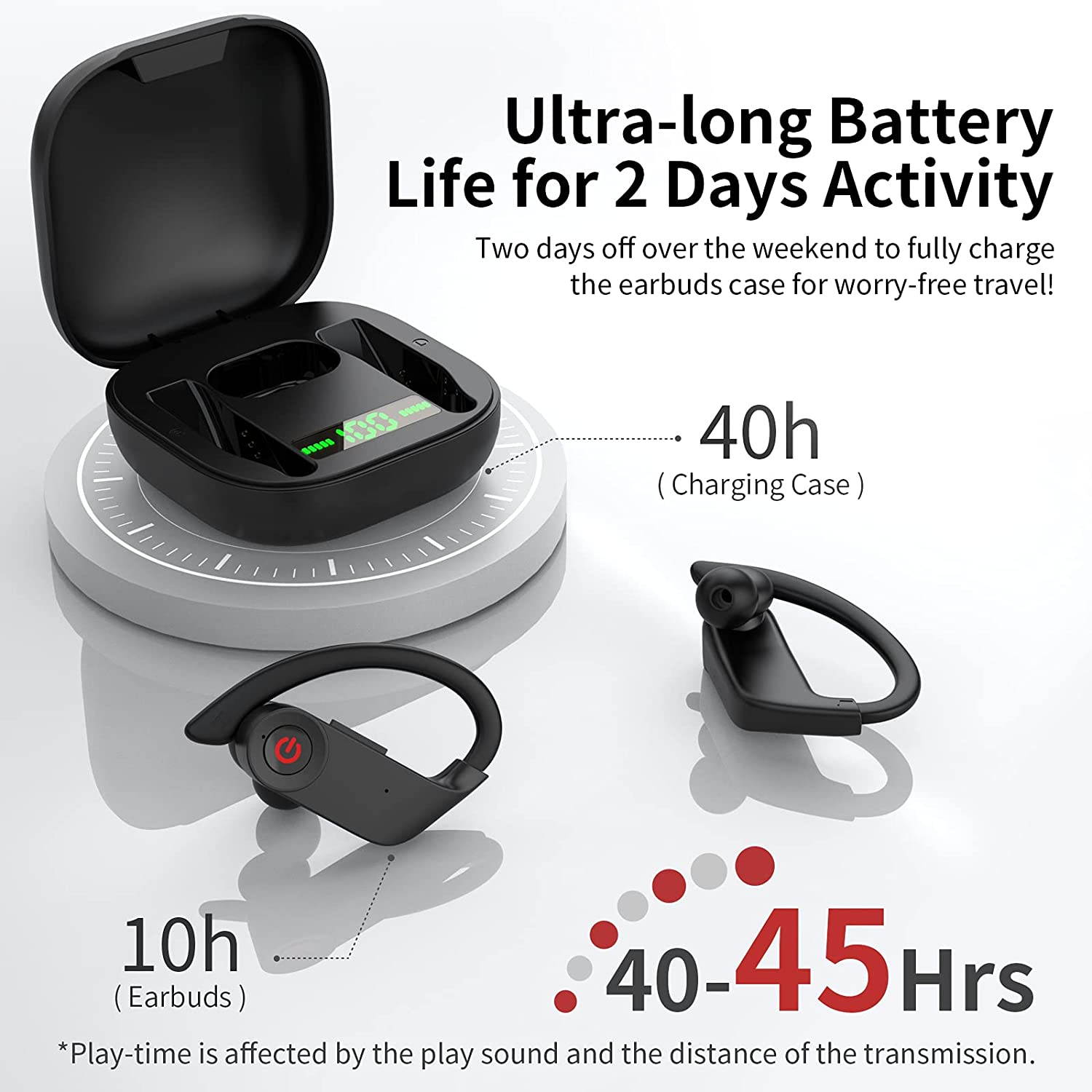 Ture Wireless Earbuds, Bluetooth 5.1 Wireless Headphones in-Ear Stereo Sports Bluetooth Earphones, Noise Cancelling Earbuds with Mic Deep Bass, IPX7 Waterproof, 40H Playtime Wireless Headset for Sport