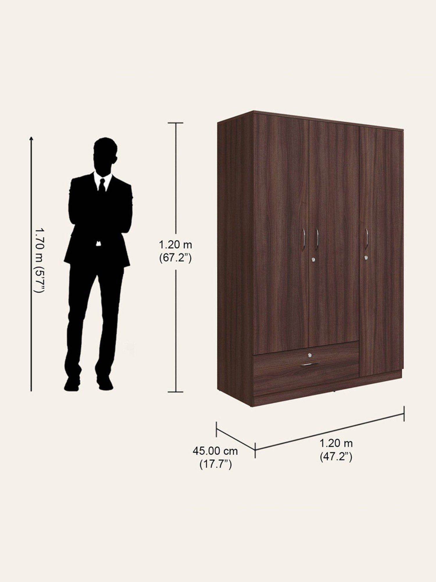 Godrej Interio Ewa Brown Engineered Wood 4 Door Wardrobe
