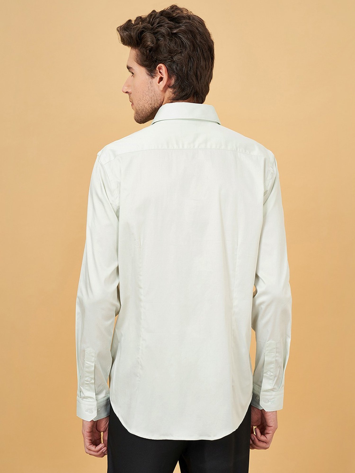 Peregrine By Pantaloons Bright White Cotton Slim Fit Shirt