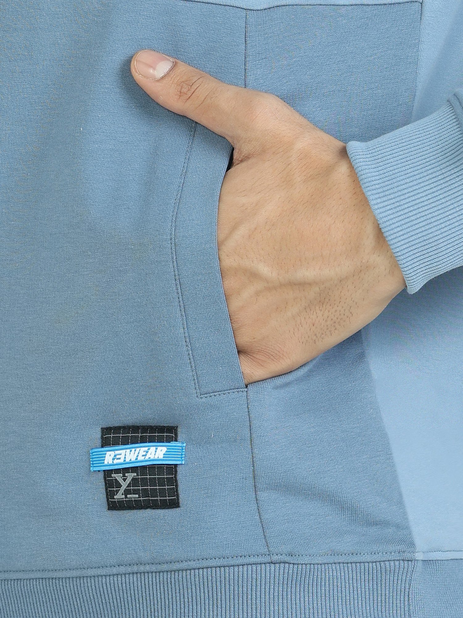 XYXX Ice Blue Regular Fit Hooded Sweatshirt