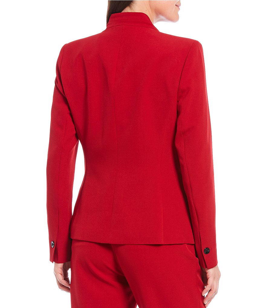 Kasper Stretch Crepe Stand Combo Collar One Button Jacket