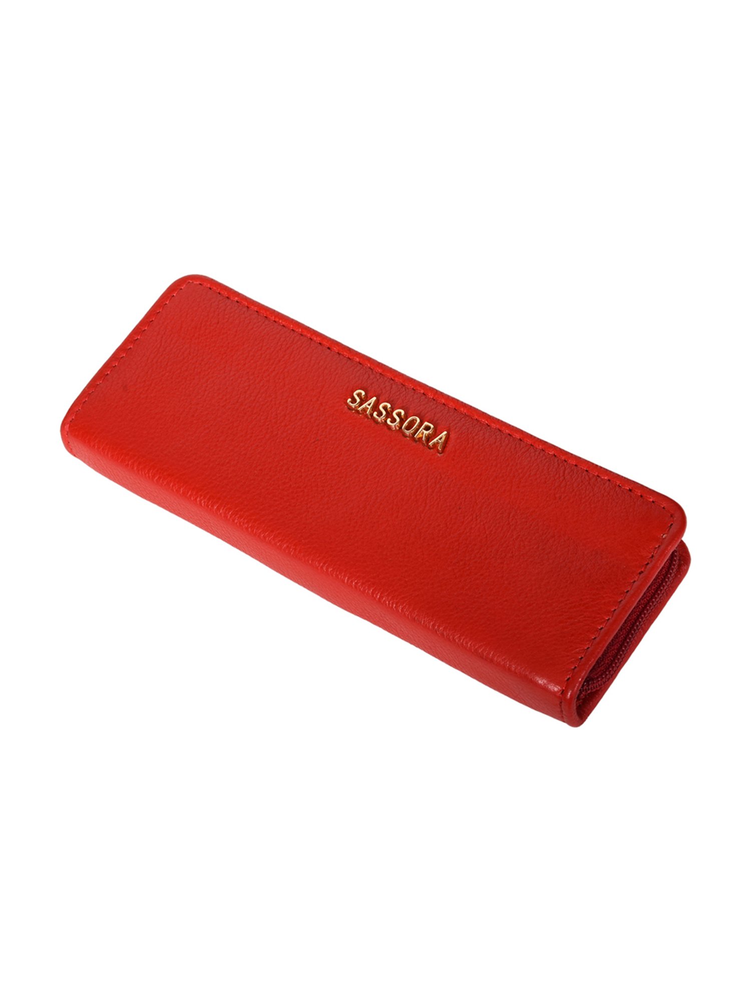 SASSORA Florid Red Leather Small Pen Case