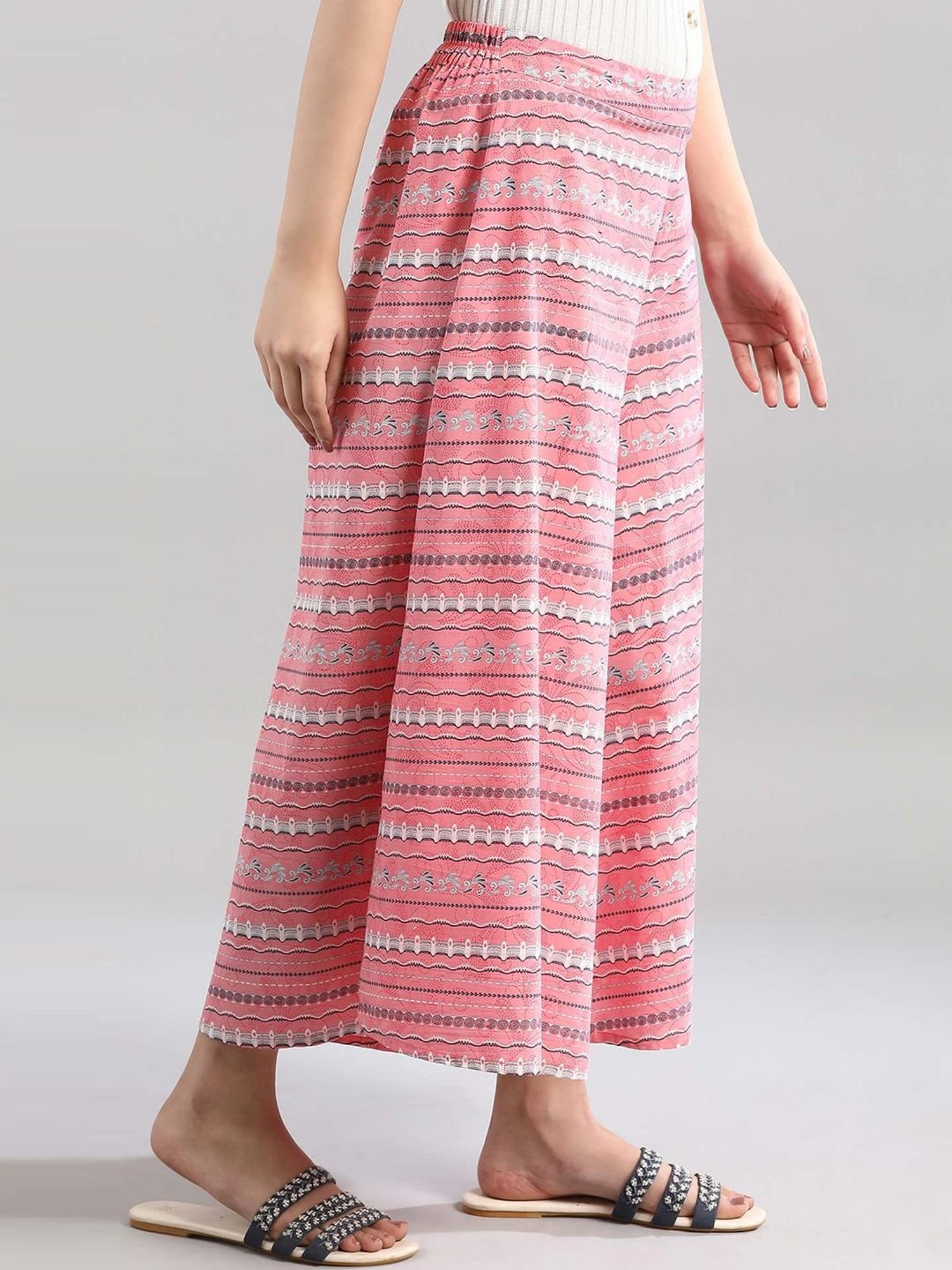 Aurelia Pink Cotton Printed Palazzos