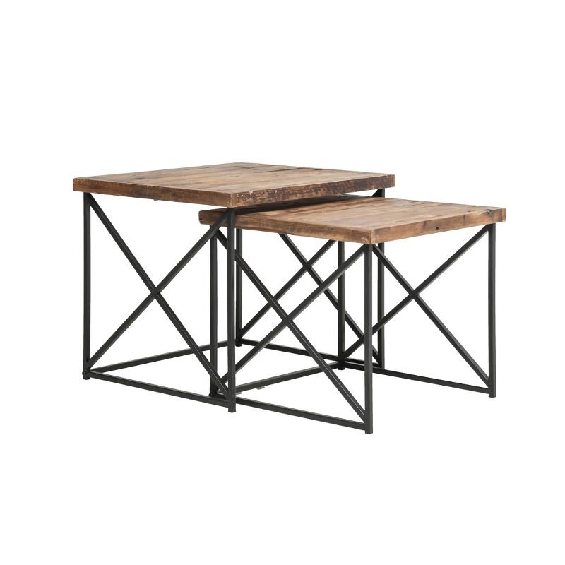 Set of 2 Layton Reclaimed Wood Nesting Tables Brown/Black - Summerland Home
