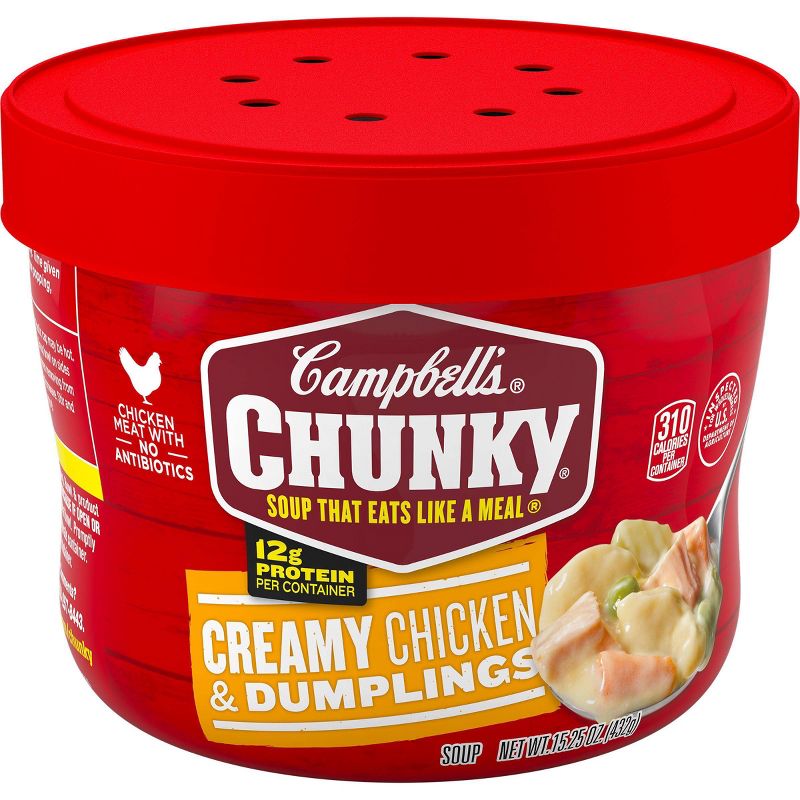 Campbell's Chunky Chicken & Dumplings Soup Microwaveable Bowl 15.25oz