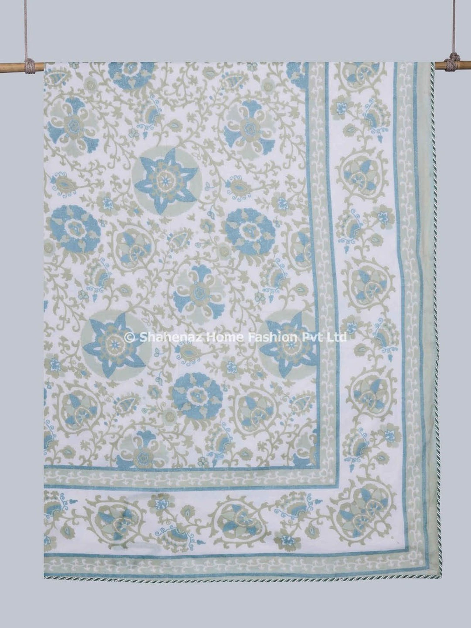 Shahenaz Daffodile Floral Blue Cotton Single Reversible Dohar