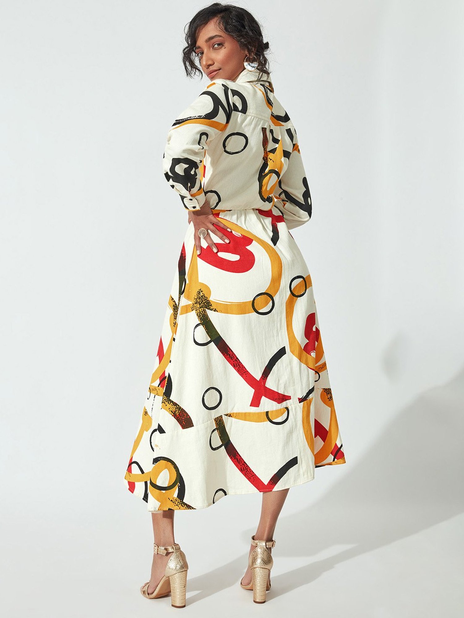 The Label Life White Printed Shirt Dress