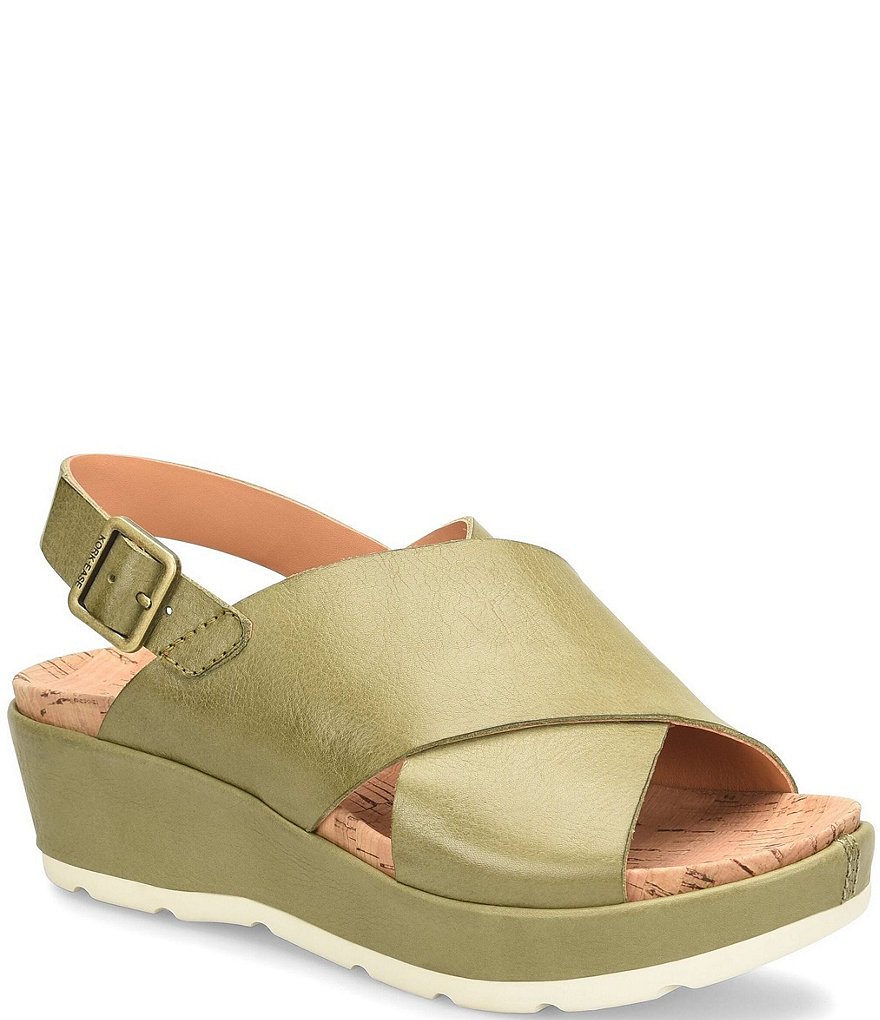 Kork-Ease Chloe Leather Slingback Wedge Sandals