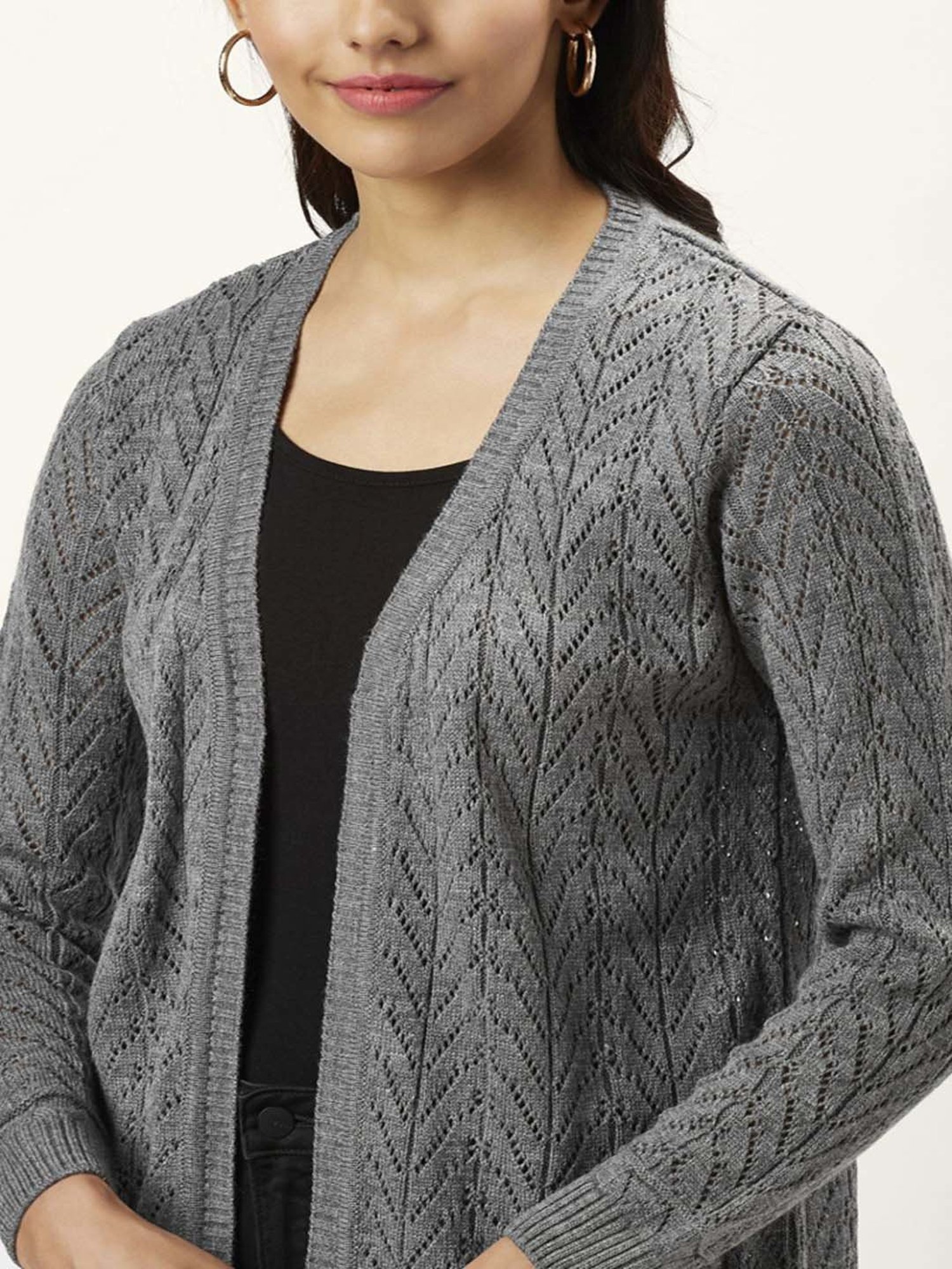 Honey by Pantaloons Grey Self Pattern Shrugs