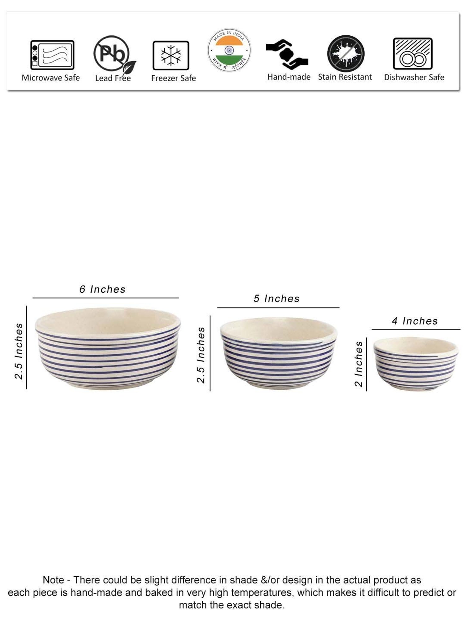 VarEesha Parikrama Blue & White Ceramic Serving Bowl - St of 3