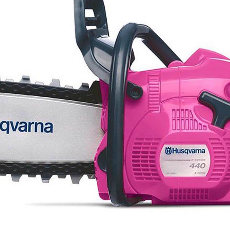 Husqvarna Kids Battery Operated Rotating Chain Play Toy Chainsaw, Pink & Orange
