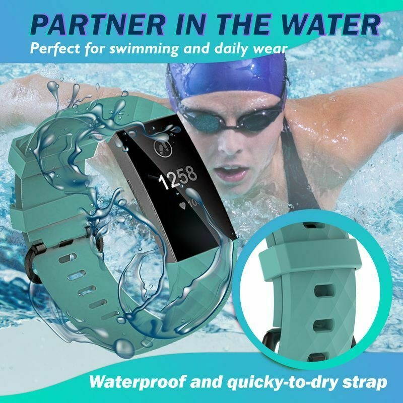 2x Soft TPU Band Wistband Strap For  Charge 4  3 Replacement Black+Blue