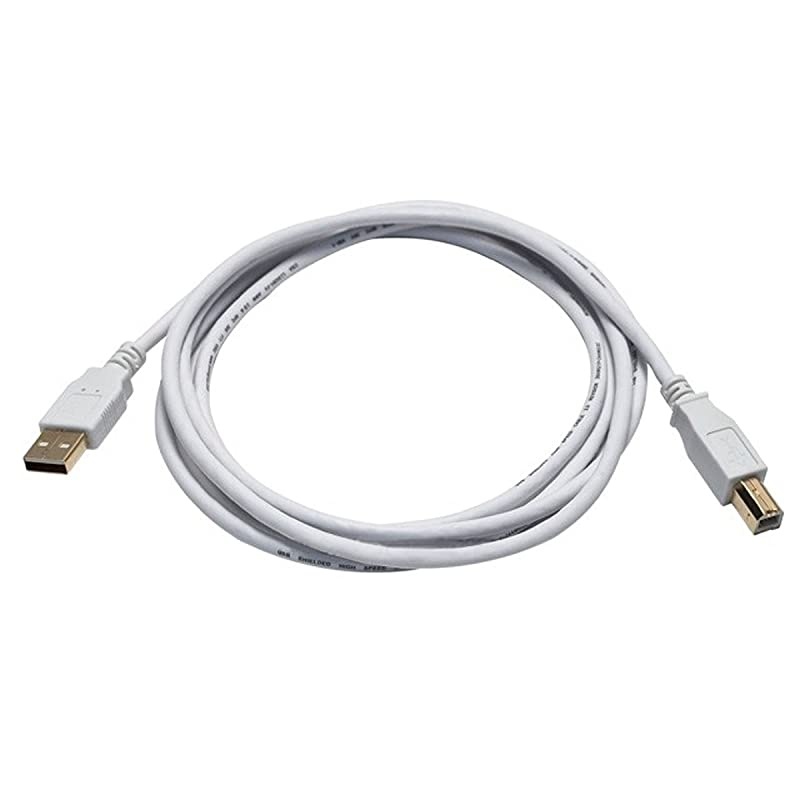 108616 6ft USB 2.0 A Male to B Male 28/24AWG Cable - (Gold Plated) - WHITE for Printer Scanner Cable 15M for PC, Mac, HP, Canon, Lexmark, Epson, Dell, Xerox, Samsung and More!