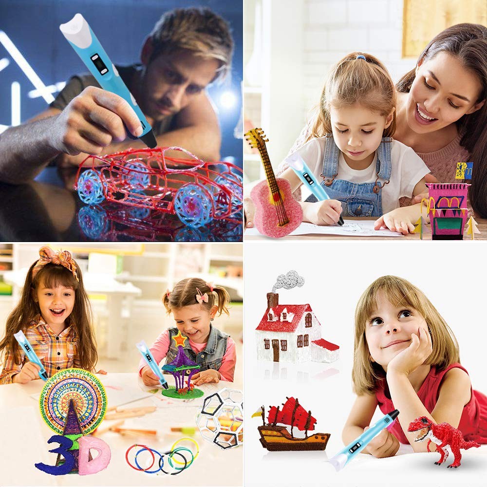 Werleo 3D Pen Art and Craft DIY Drawing 3D Printing Printer Pen with PLA Filament Refills for Kids Nonclogging 3D Printer Pens with LCD Display 165 Feet 10 Colors Filament