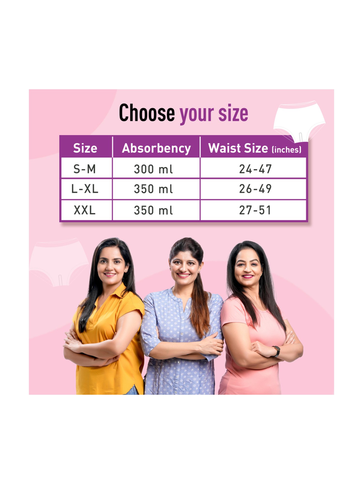 Sirona Disposable Period Panties for Women (L-XL) - Pack of 5