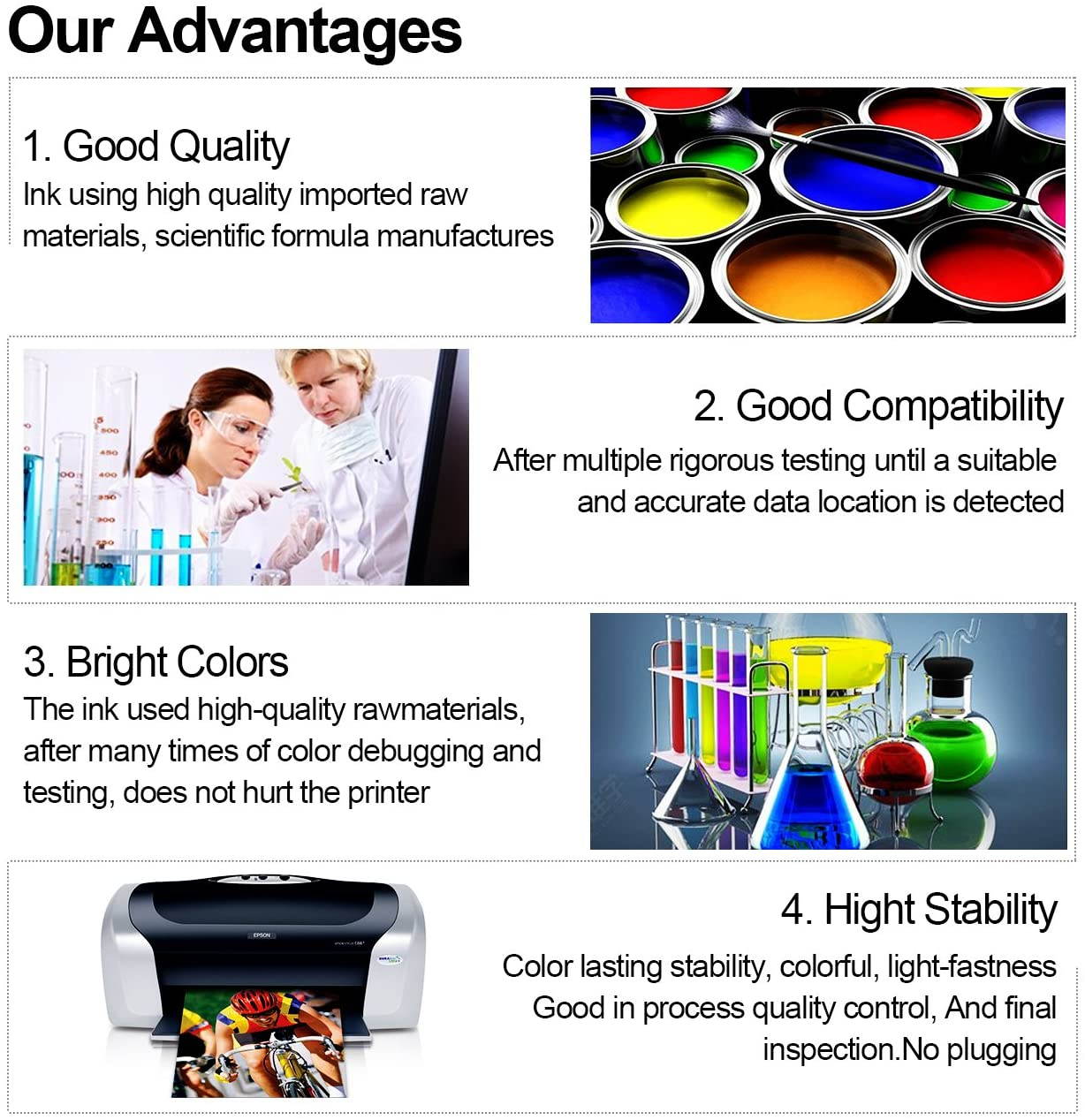 Printers Jack 400ML Sublimation Ink Refill for Epson C88 C88+ WF7710 ET2720 ET15000 WF3640 WF7110 WF7210 WF3610 Inkjet Printers Heat Press Transfer on Mugs, Plates, Polyester Shirts, Phone Cases etc