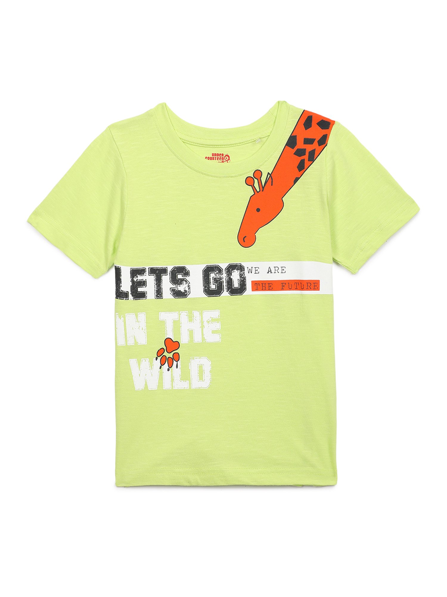 Under Fourteen Only Kids Green Printed T-Shirt