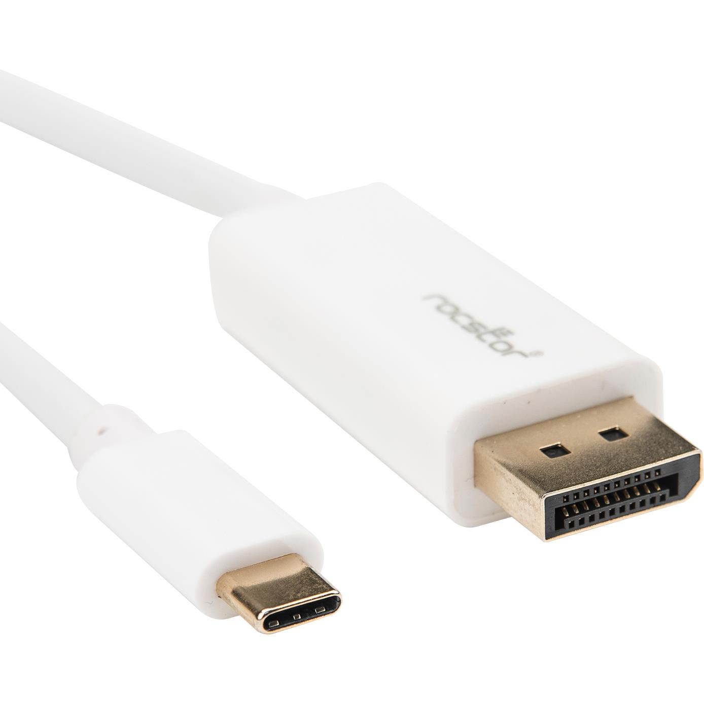 Rocstor Y10C241-W1 10ft / 3m USB Type C to DisplayPort Cable - USB C to DP Cable - 4K 60Hz - White