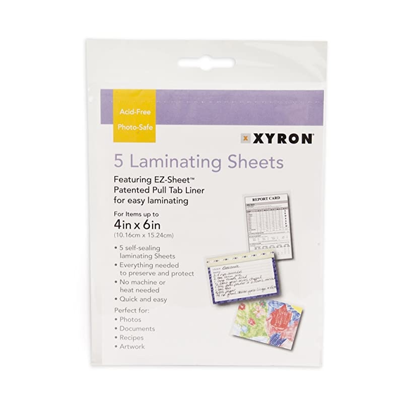 Laminating Sheets 4 x 6 Pouches for Photos Documents Recipes Artwork Cold Laminating EZSheet 5 Pack XSLP016