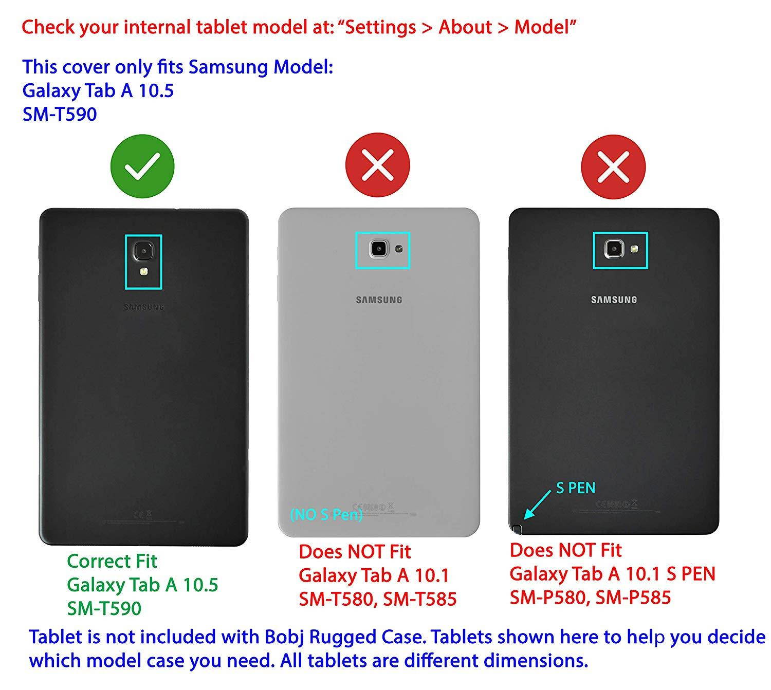 BobjGear Bobj Rugged Tablet Case for Samsung Galaxy Tab A 10.5 (SM-T590) Kid Friendly (Bold Black)