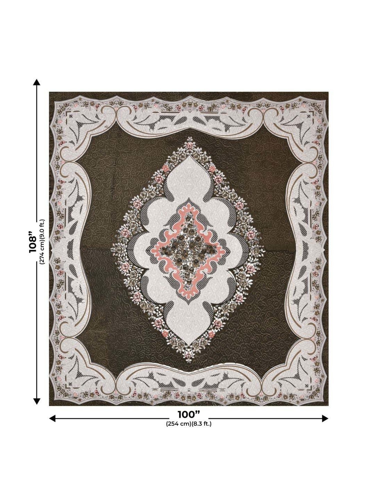 JaipurFabric Grey 240 TC 100% Cotton The Grand Sion Double Bedsheet with 2 Pillow Covers