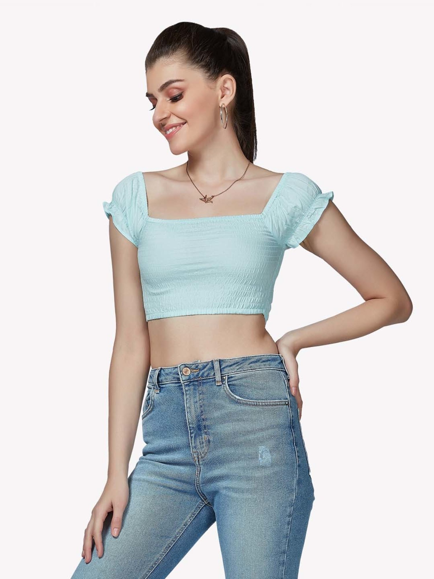 VASTRADO Blue Crop Top