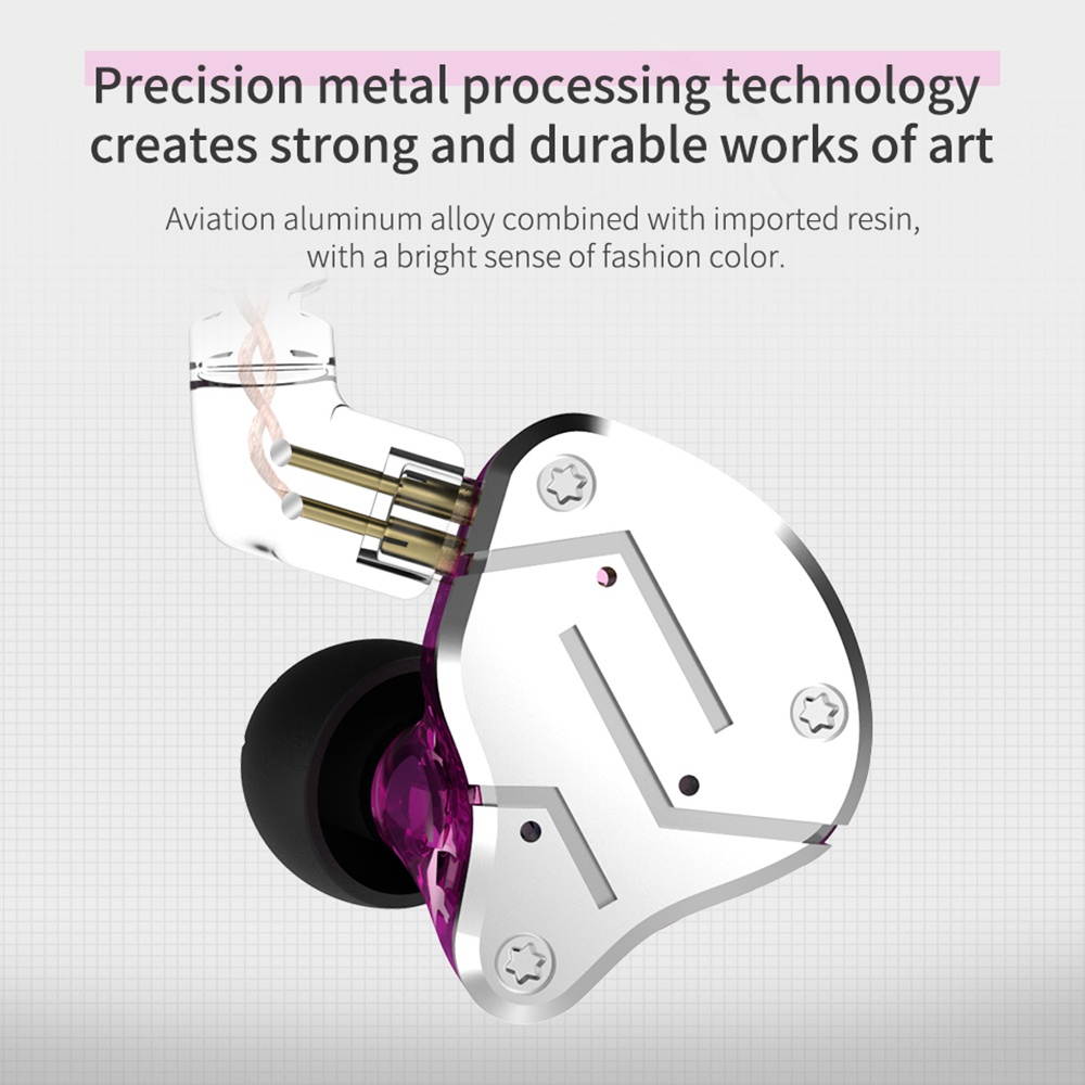 KZ ZSN 3.5mm Wired In Ear Headphones w/ Microphone HiFi Music Earphones Metal Earbuds 10mm 1DD+1BA Dynamic Armature Drivers Sports Headset with Separated Replacement Earphone Cable