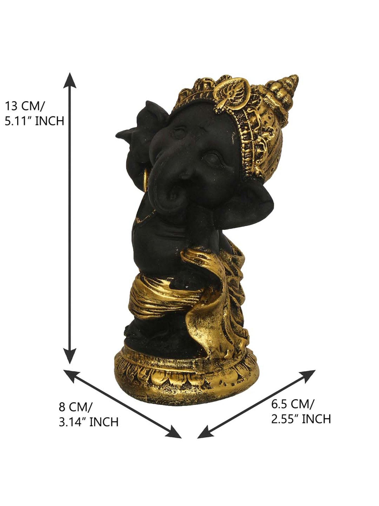 eCraftIndia Golden and Black Lord Ganesha Dancing Avatar Decorative Showpiece
