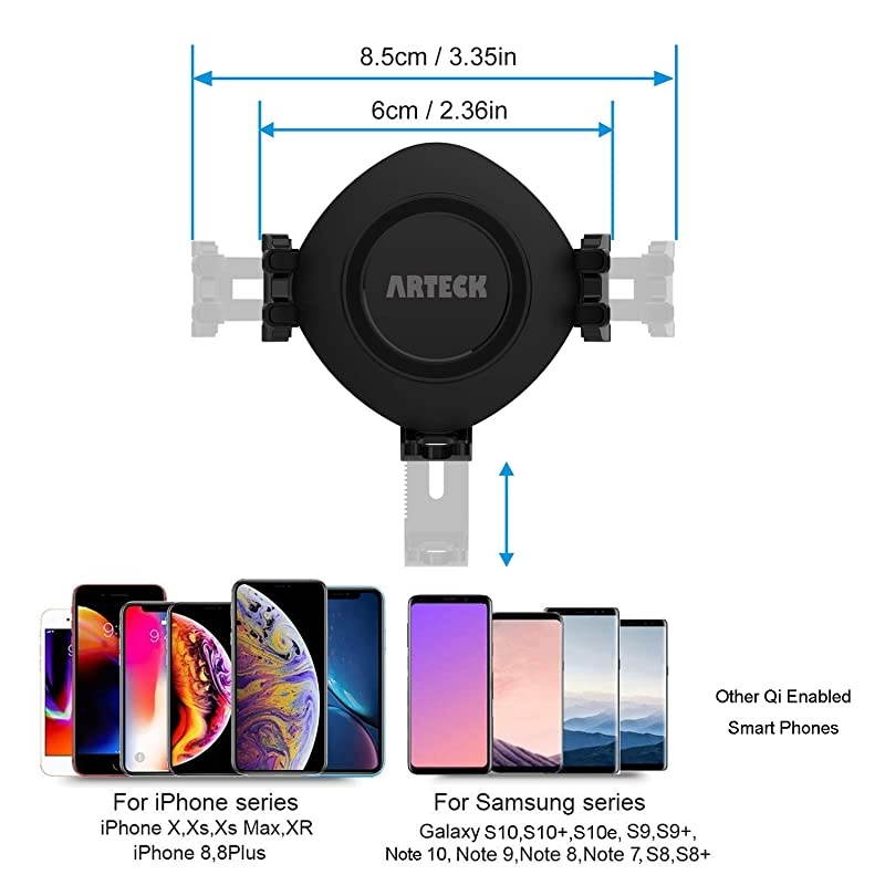 10W Wireless Car Charger Mount,  Air Vent Universal Phone Holder Fast Charging Compatible with iPhone 12/12Pro/11/11 Pro/11 Pro Max/XR/XS/XS Max/X/8/8 Plus, Samsung Galaxy S Series and Note