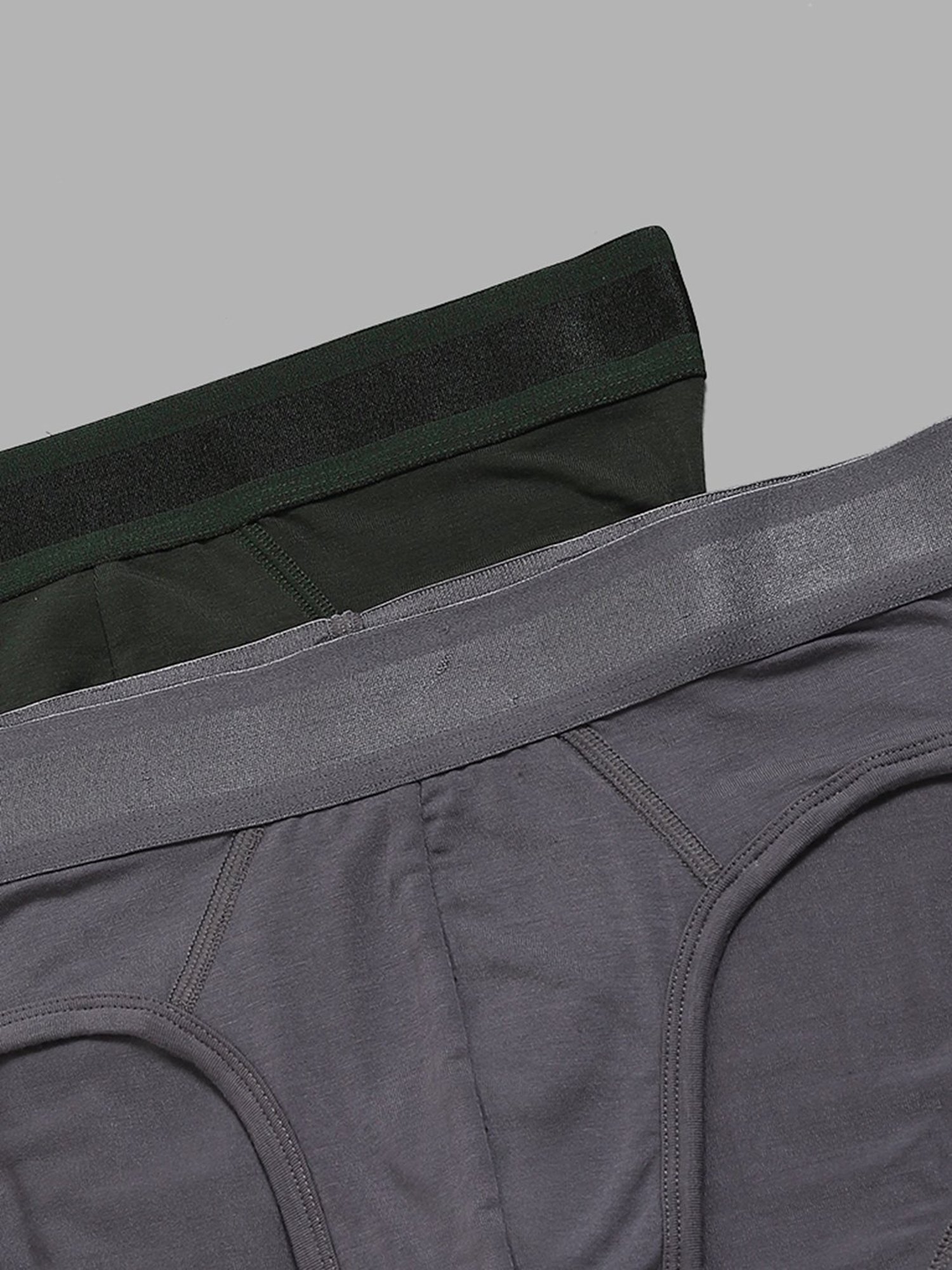 WES Lounge by Westside Grey and Green Briefs - Pack of 2