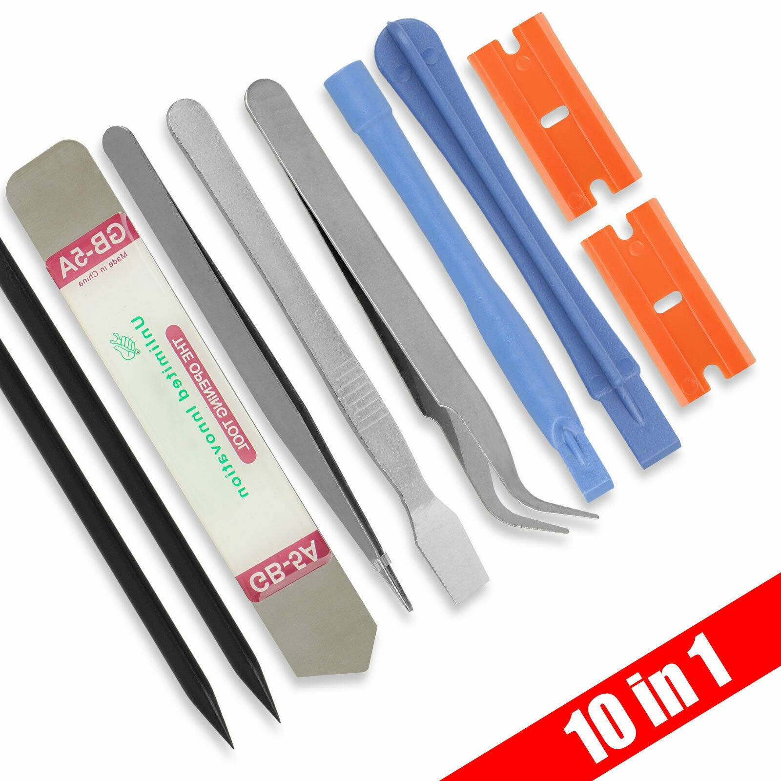 10 in 1 Cell Phone Repair Opening Pry Disassemble Tools Set Spudger Tweezer Kit