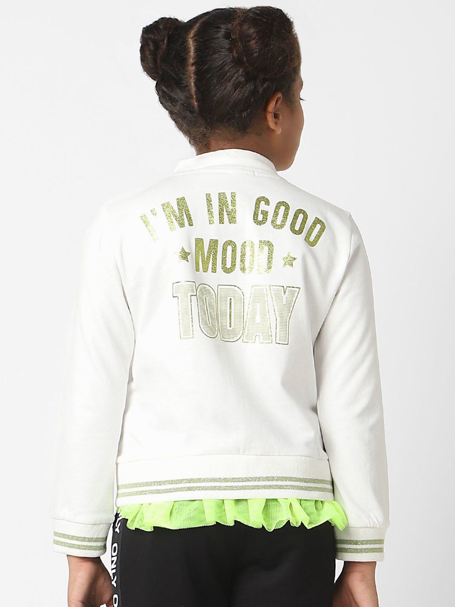 KIDS ONLY White Embellished Full Sleeves Sweatshirt