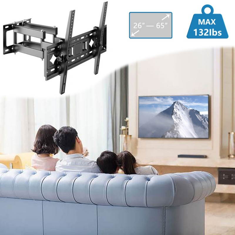 Articulating Full Motion TV Wall Mount Swivel Bracket 26 27 32 36 42 46 50 55 60 65 inch TVs