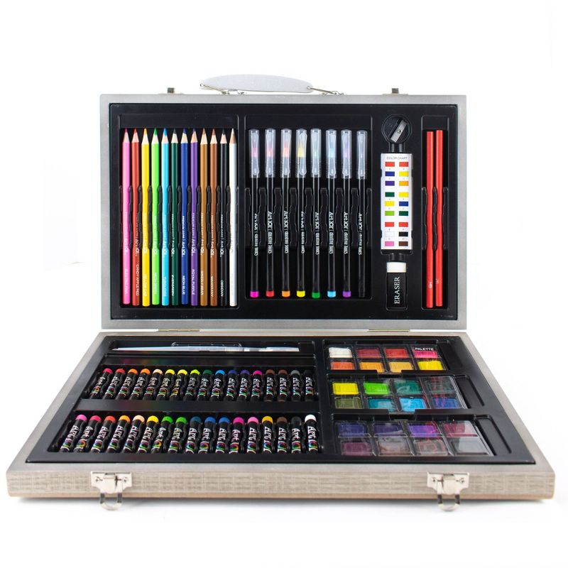 88pc Watercolor + Drawing Art Set in Wood Case - Art 101