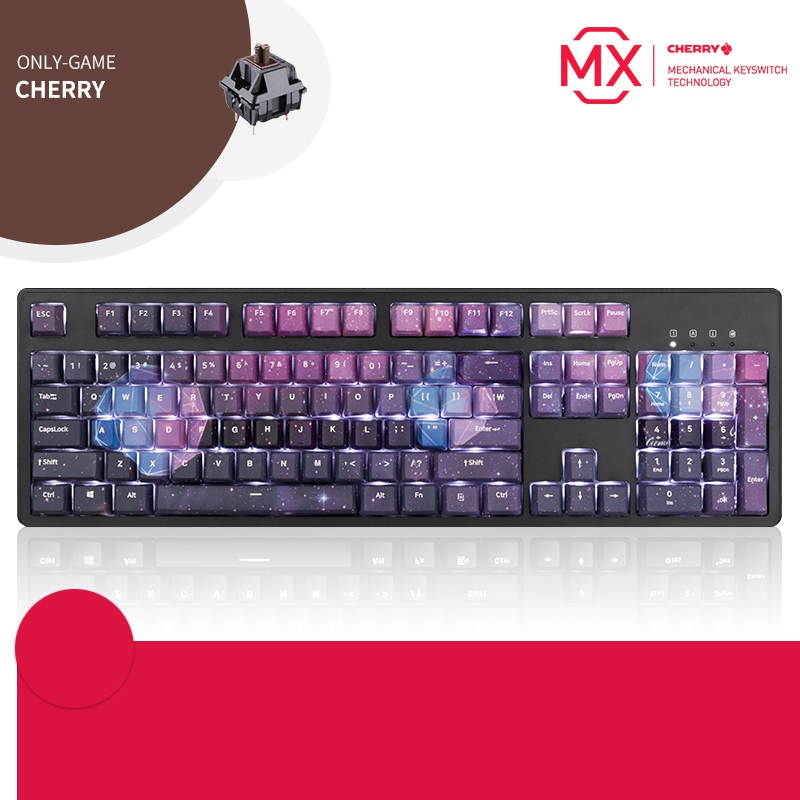 A-jazz AK535  N-key Rollover  Ergonomic Design,Cool Exterior USB Wired Cherry  MX Red Mechanical Gaming  Keyboard For Office And Game,  PBT Keycaps  - Blue Lotus ( No Light Version )