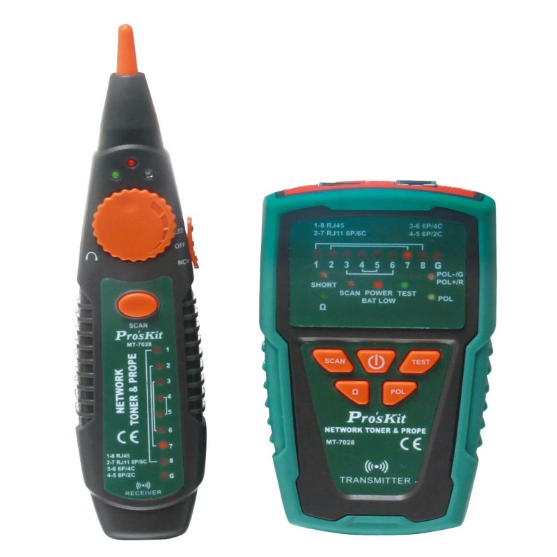 Professional Pro'sKit MT-7028 Cable Tester Network toner& probe kit  rj45 rj11 Wire Tracker Finder Meter Telecommunications Network Monitoring Line Tester