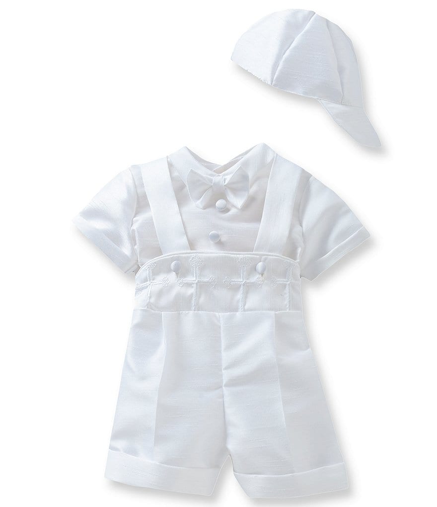 Edgehill Collection Baby Boys Newborn-9 Months Shirt & Cross Shortall Christening Set