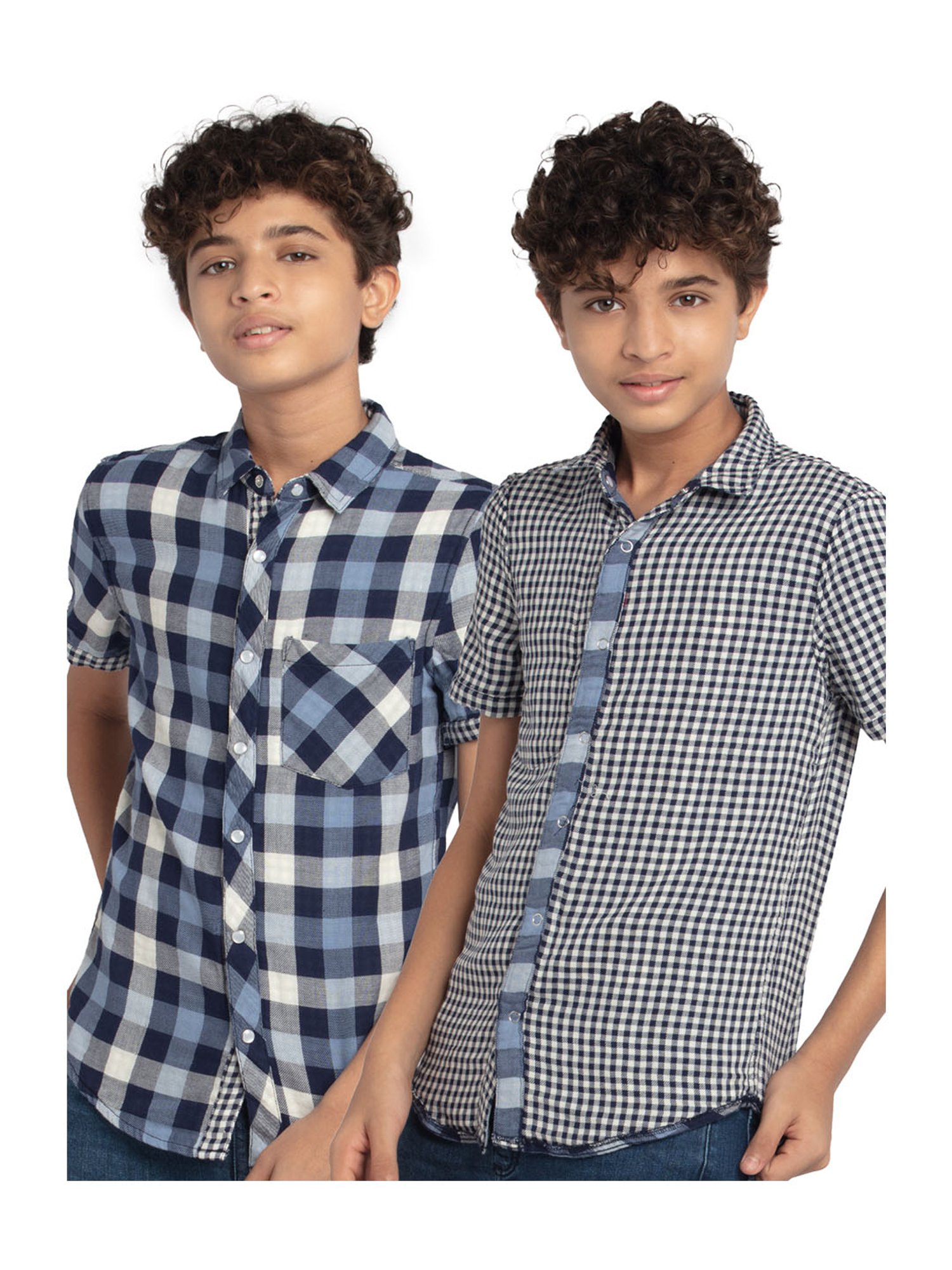 Under Fourteen Only Kids Multicolor Checks Reversible Shirt