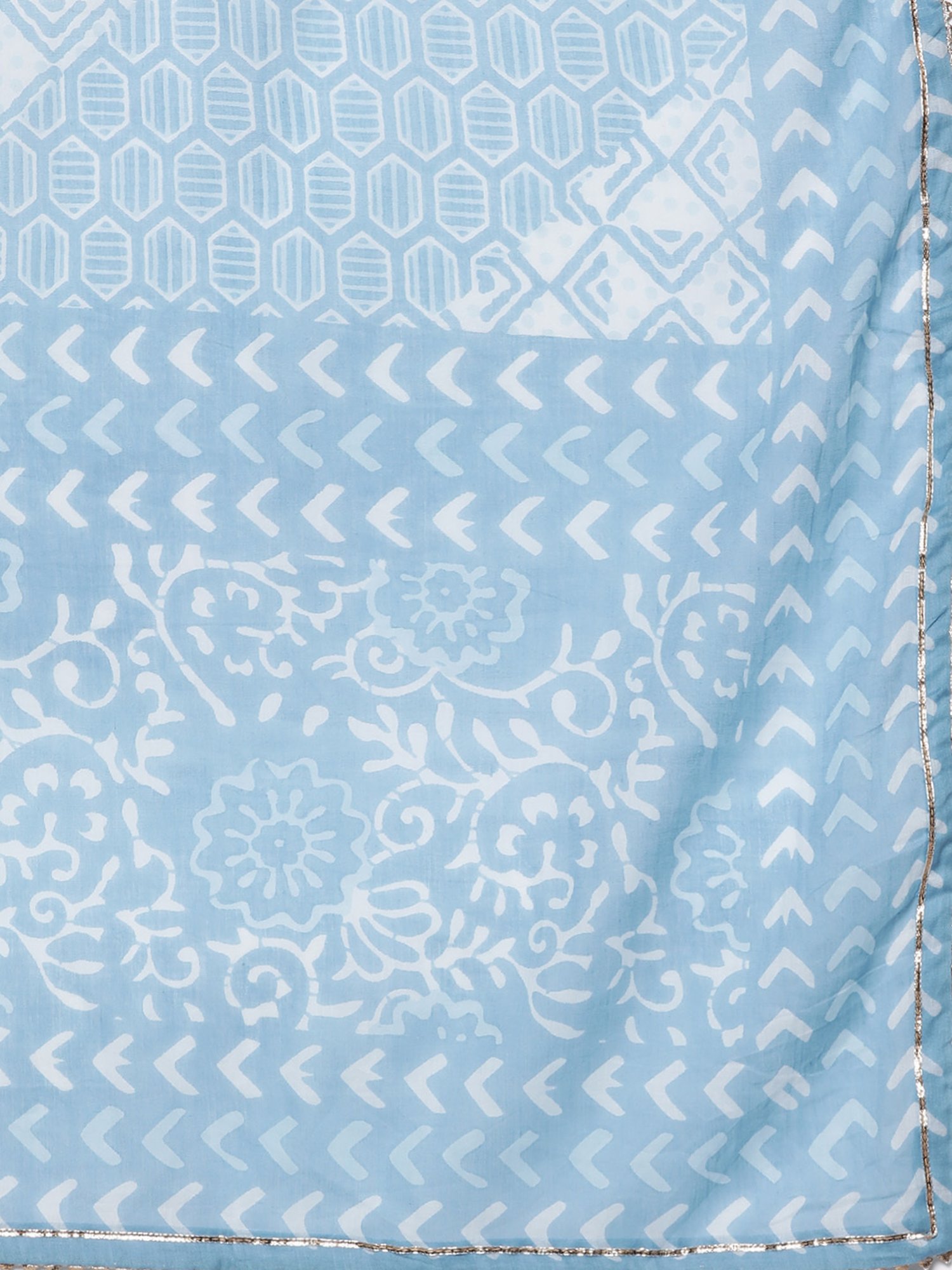 KSUT Blue Cotton Embroidered Kurta Palazzo Set With Dupatta