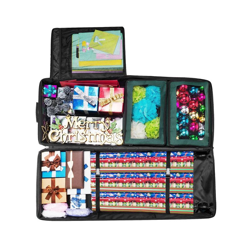 Elf Stor Premier Gift Wrap Rolling Storage Bag Holds Rolls Ribbons Bows and More Green