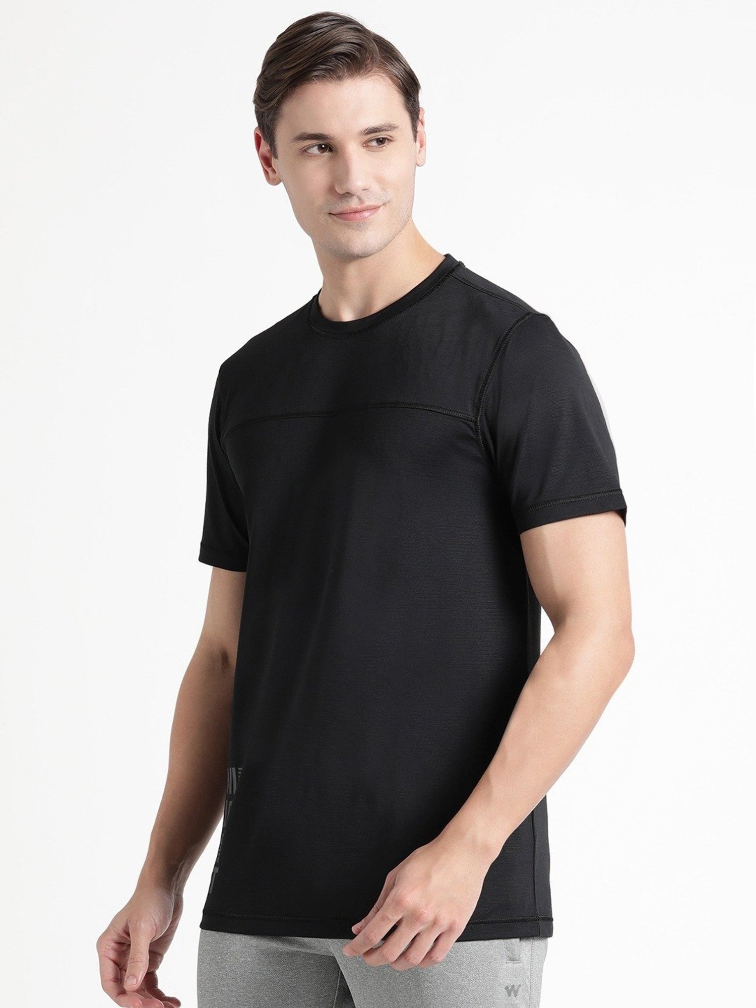 Wildcraft Black  Regular Fit Printed Sports T-Shirt